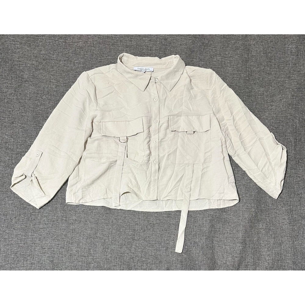 Sweet Rain Women's‎ L Cropped Utility Shirt